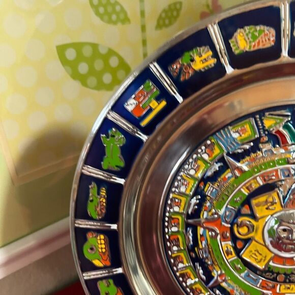 Artisan Multicolor Aztec Calendar Wall Plate - Picture 7 of 10